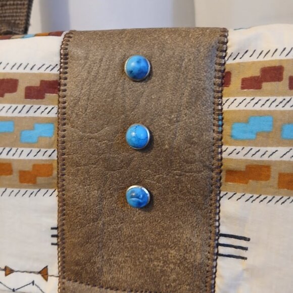 New Western Aztec print Shoulder Bag Purse Cowgirl Brown Turquoise Southwestern - Picture 3 of 10